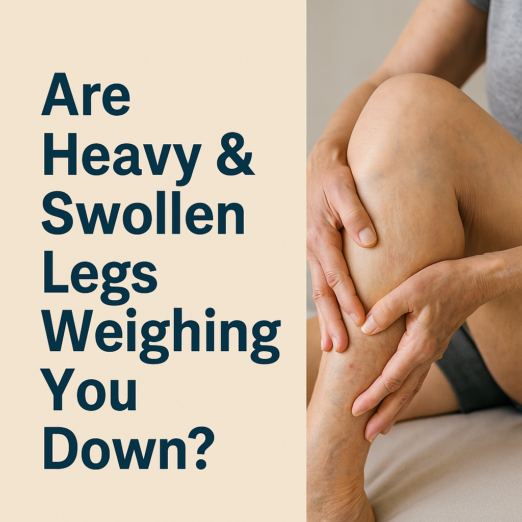 Illustration highlighting the discomfort caused by heavy and swollen legs, with a focus on natural treatment approaches.