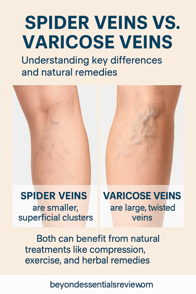 Image showing varicose veins bulging beneath the skin of a leg, with discomfort-related icons.